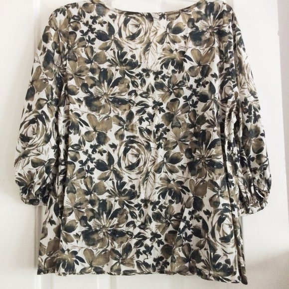 Floral peasant brown top sz XL - Picture 4 of 6